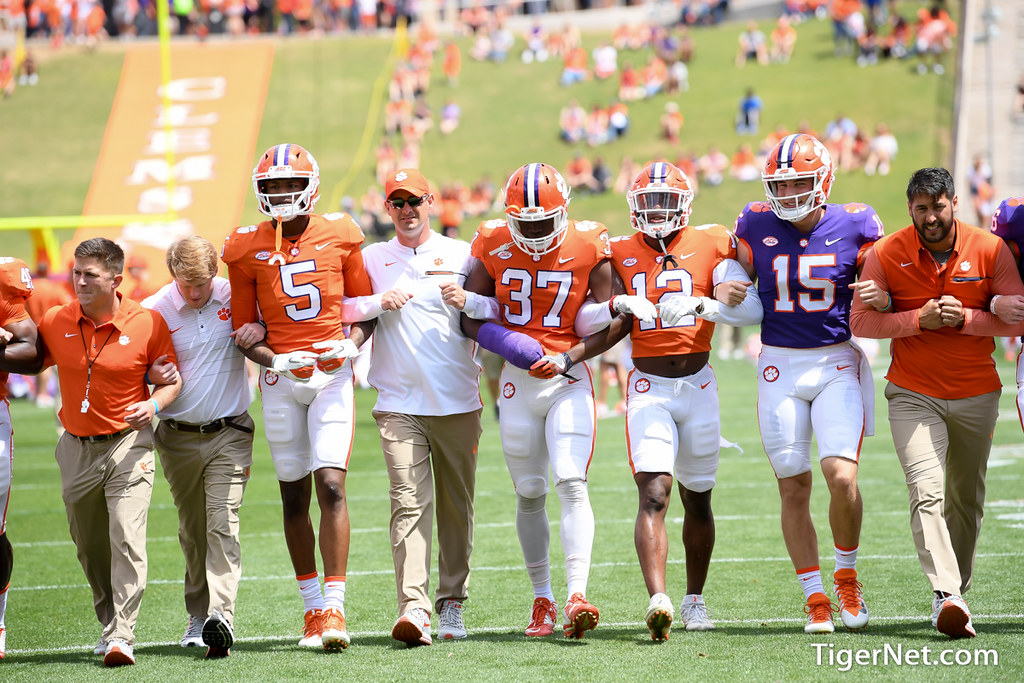 Clemson Football Photo of Jeff Scott and Tee Higgins and springgame